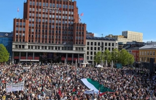 تظاهرات ضخمة في النرويج دعما لحقوق الشعب الفلسطيني ونصره لغزة